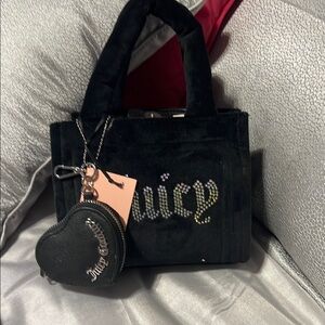 Juicy Couture Black Tote Bag with Heart Coin Purse